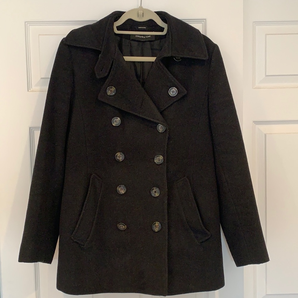 Black wool Jones NY pea coat